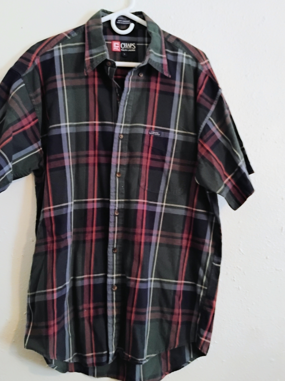 Ralph Lauren Short-Sleeve Plaid Button-Down Shirt Size L